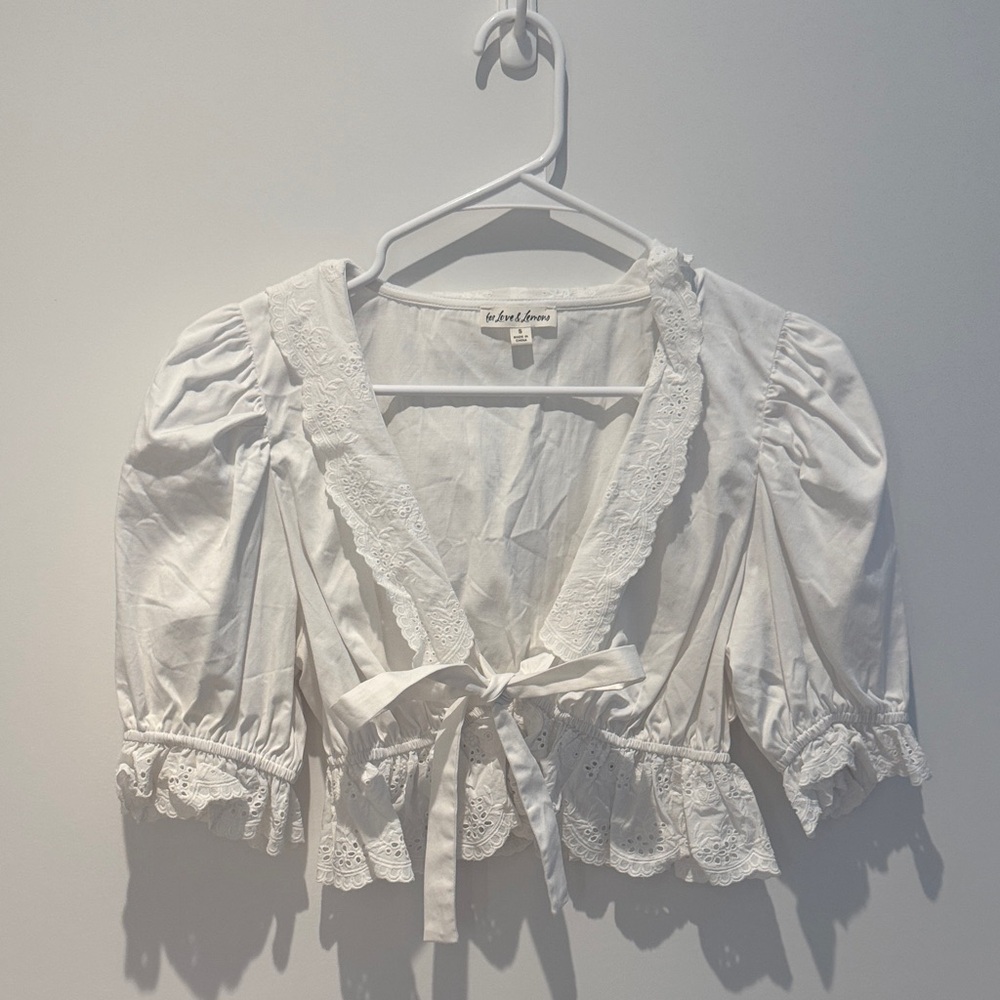 For Love And Lemons White Lace Crop Top